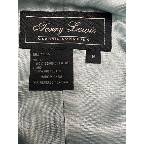 Terry Lewis Women's Suede Jacket Button Pockets Powder Blue Size Medium - Picture 12 of 15